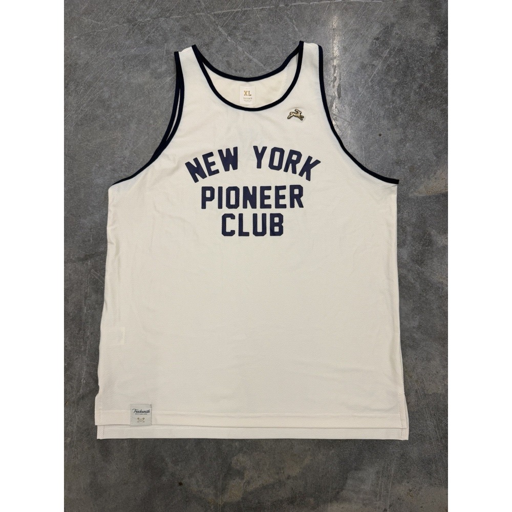TRACKSMITH New York Pioneer Club Singlet Ivory/Navy Tops Men's XL